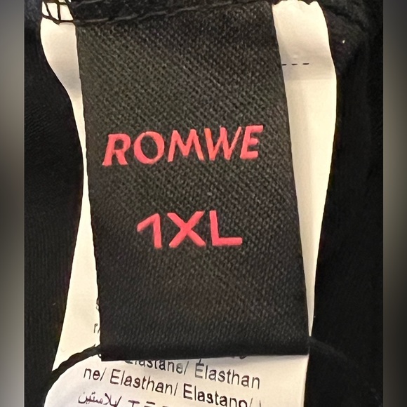 Romwe Plus Skull & Letter Graphic Contrast Fishnet Tee Dress with solid back. - Picture 6 of 9